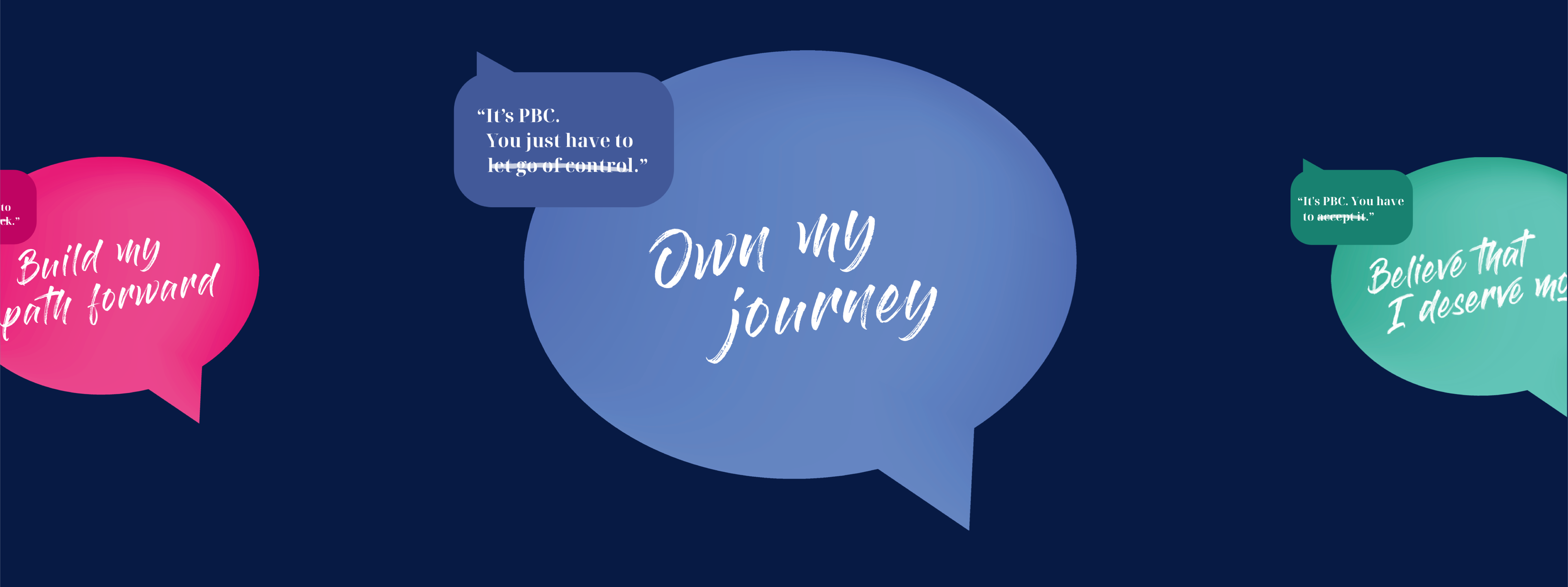 Quote bubble 3:  It’s PBC. You just have let go of control. Own my journey